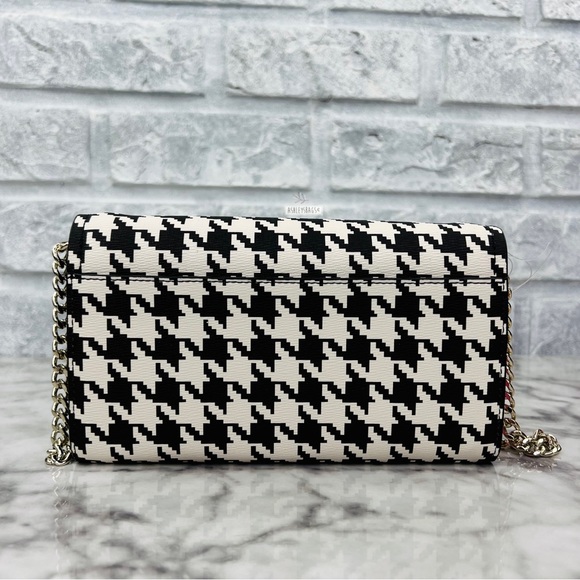 Kate Spade Darcy Houndstooth Chain Wallet Crossbody Clutch In Black Multi - Picture 4 of 8